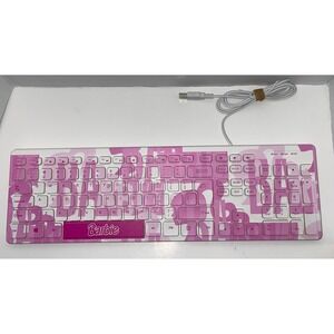 Official Mattel Barbie Computer USB Wired Pink Barbie Logo Printed Keyboard 2023